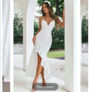 Selfie Leslie: Darlene Front Split Flounce Hem Maxi Dress White.
